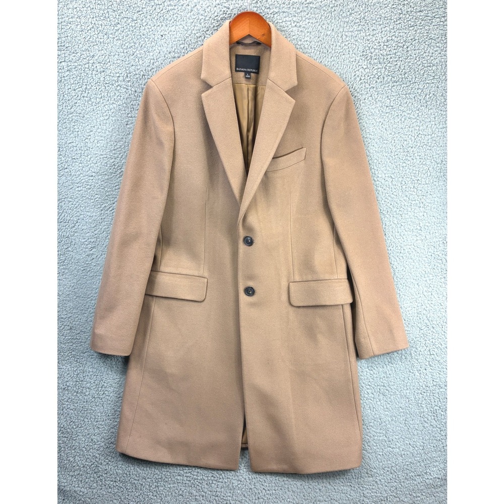 Banana Republic Wool Blend Overcoat Womens L Camel Tailored Winter Classic